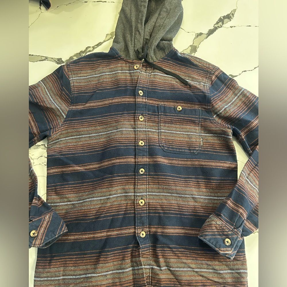 Billabong Plaid Stretch Shirt with Hood